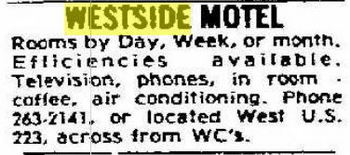 Westside Motel - Apr 30 1976 Ad
